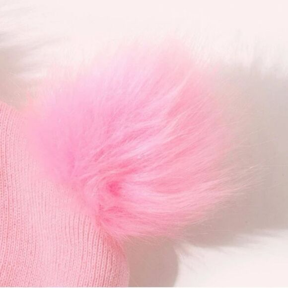 PINK FLUFFY POM POM Beanie Hat - Picture 3 of 3